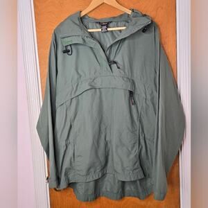 LL Bean Outdoors Anorack Pullover Sage Green Longsleeve Hood Pockets Unisex